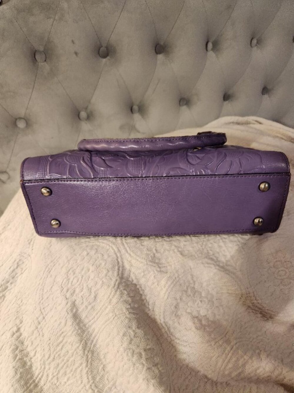 Patricia Nash Purple Leather Handbag - Picture 3 of 5